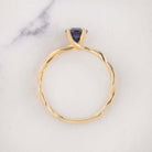 BLUE SAPPHIRE SOLITAIRE RING 14k YELLOW GOLD TWIST ROUND CUT NATURAL COCKTAIL