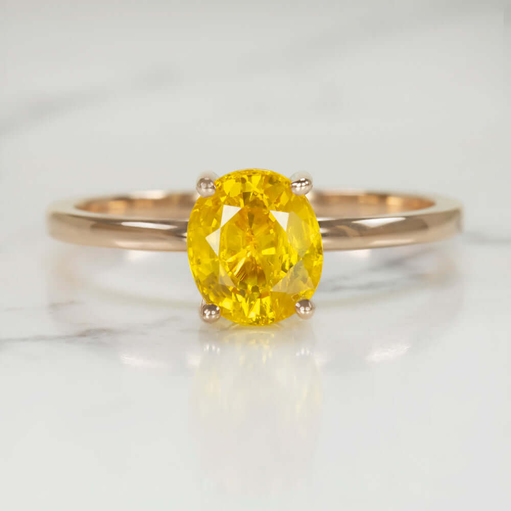 2.27ct YELLOW SAPPHIRE SOLITAIRE RING 14k ROSE GOLD NATURAL COCKTAIL ENGAGEMENT