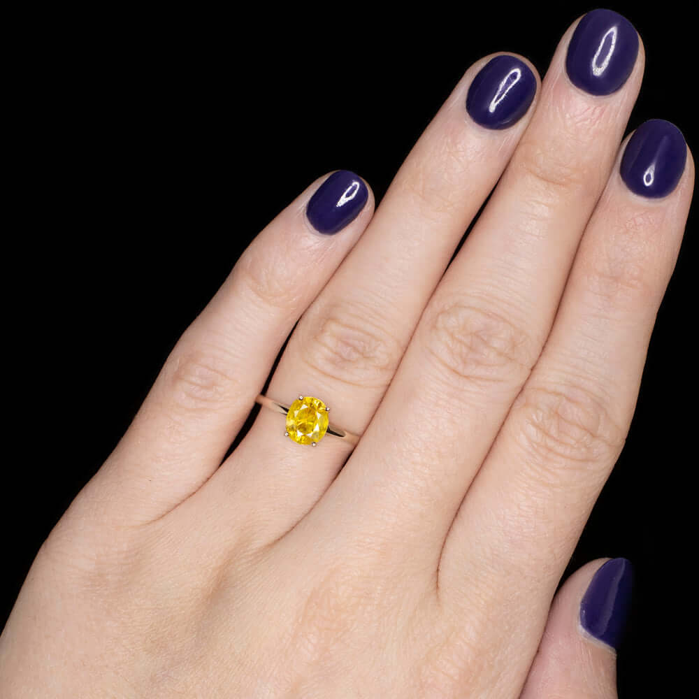 2.27ct YELLOW SAPPHIRE SOLITAIRE RING 14k ROSE GOLD NATURAL COCKTAIL ENGAGEMENT