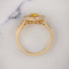 1.25ct YELLOW SAPPHIRE DIAMOND COCKTAIL RING DOUBLE HALO GOLD NATURAL OVAL CUT