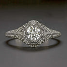 EXCELLENT CUT G VS2-SI1 DIAMOND ENGAGEMENT RING PLATINUM VINTAGE STYLE FILIGREE