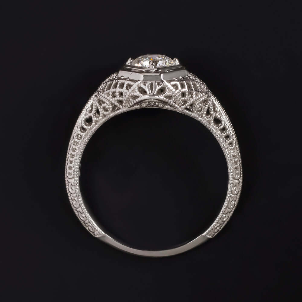 EXCELLENT CUT G VS2-SI1 DIAMOND ENGAGEMENT RING PLATINUM VINTAGE STYLE FILIGREE