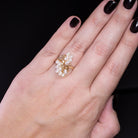 PEARL DIAMOND CLUSTER COCKTAIL RING 14 YELLOW GOLD BIG STATEMENT VINTAGE NATURAL