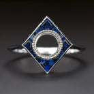 SAPPHIRE 6.4mm ROUND ENGAGEMENT RING SETTING MOUNT ART DECO STYLE CALIBRE CUT