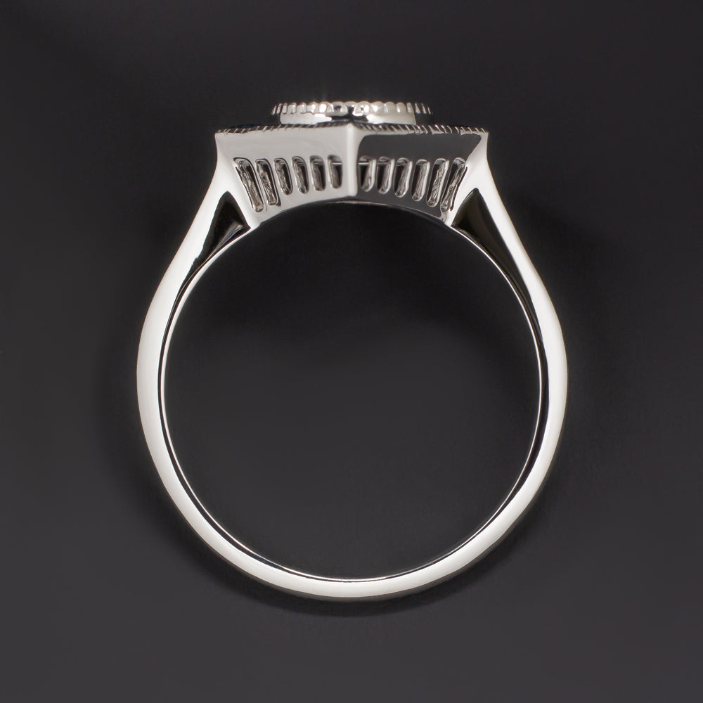 ONYX 6.4mm ROUND ENGAGEMENT RING SETTING MOUNT GEOMETRIC ART DECO CALIBRE CUT