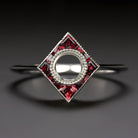 RUBY 5mm ROUND ENGAGEMENT RING SETTING SEMI MOUNT ART DECO STYLE CALIBRE CUT