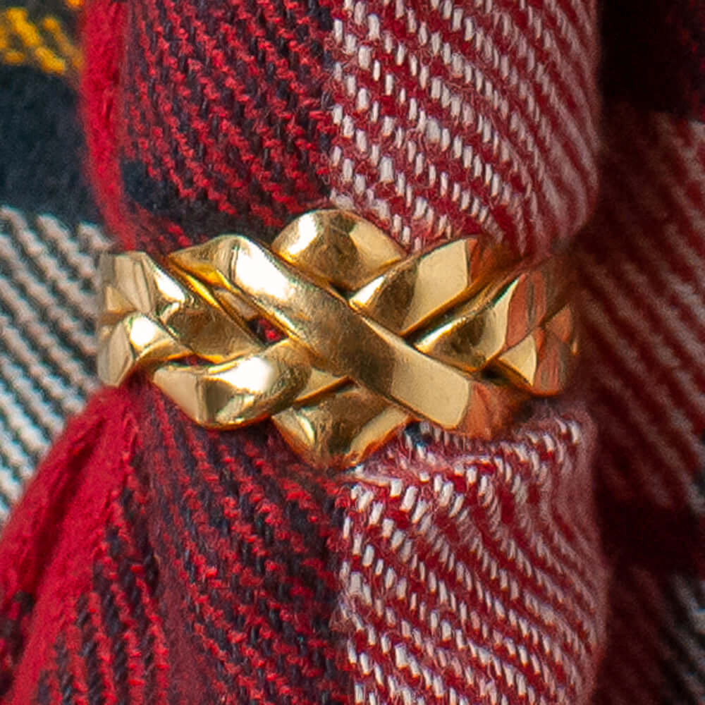 14k YELLOW GOLD COCKTAIL RING 7 GRAM WOVEN CRISS CROSS BAND ESTATE VINTAGE