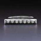 DIAMOND 14k WHITE GOLD SQUARE BAR RING MINIMALIST COCKTAIL BAND SLEEK FLUSH SET