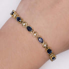 8.3ct SAPPHIRE DIAMOND TENNIS BRACELET YELLOW GOLD CLASSIC ANNIVERSARY JEWELRY Ivy & Rose