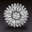 1.40ct DIAMOND VINTAGE COCKTAIL RING HALO CLUSTER 14k WHITE GOLD ESTATE RETRO