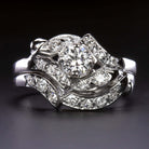 3/4ct VINTAGE F VS1 DIAMOND WEDDING SET MATCHING ENGAGEMENT RING BAND OLD CUT