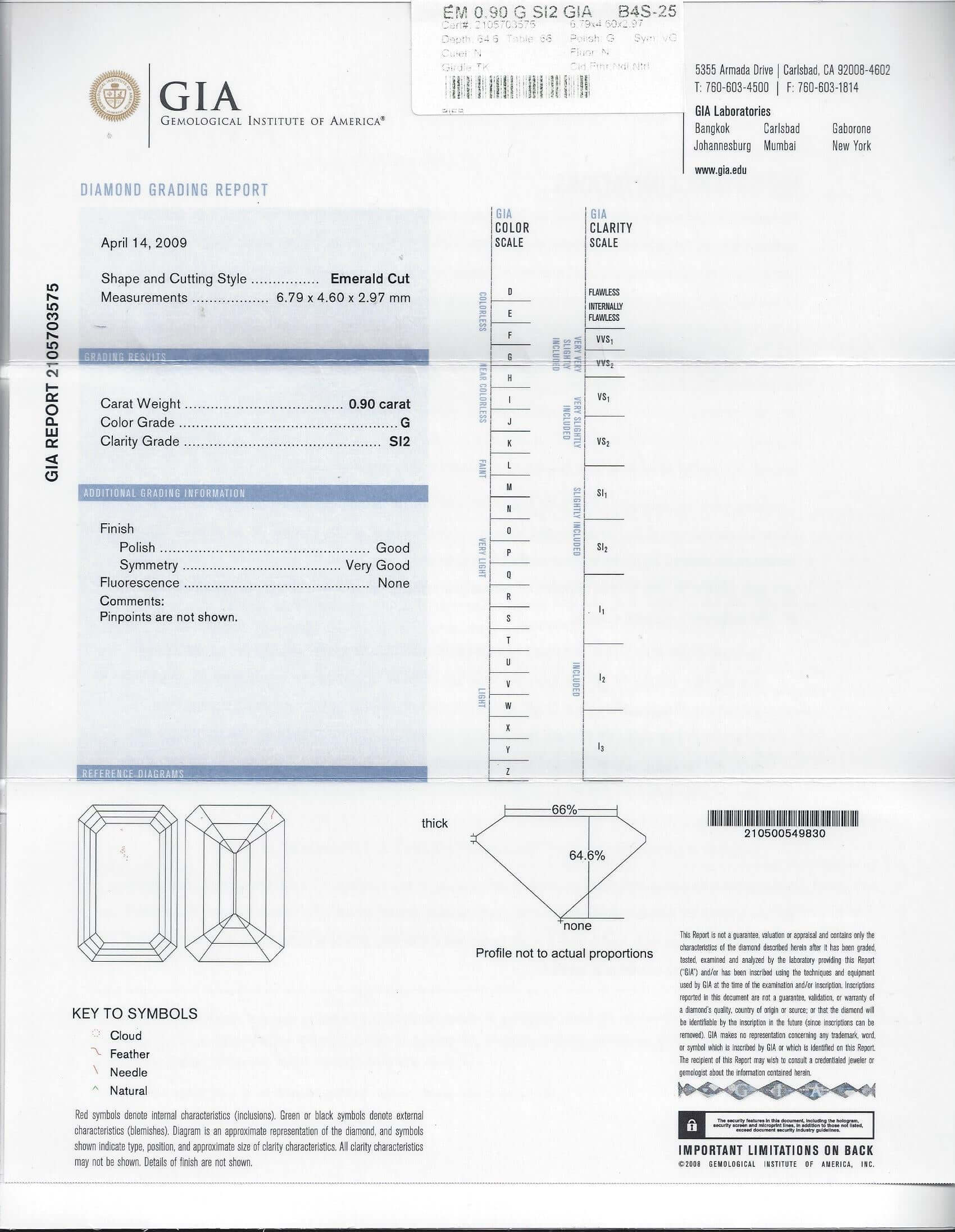0.90ct GIA CERTIFIED G SI1 EMERALD CUT DIAMOND NATURAL LOOSE STEP ENGAGEMENT 1ct