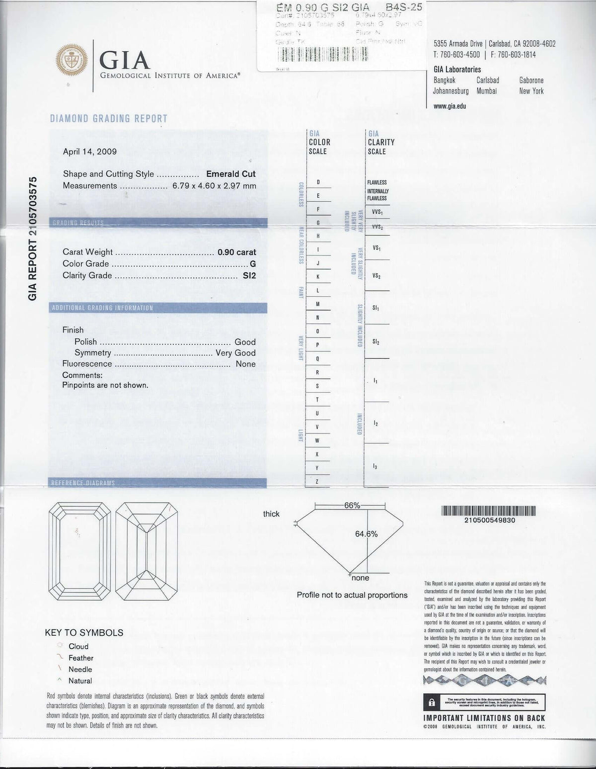 0.90ct GIA CERTIFIED G SI1 EMERALD CUT DIAMOND NATURAL LOOSE STEP ENGAGEMENT 1ct