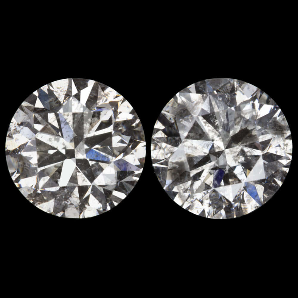 3ct VERY GOOD CUT NATURAL DIAMOND STUD EARRING ROUND BRILLIANT 3 CARAT PAIR RBC