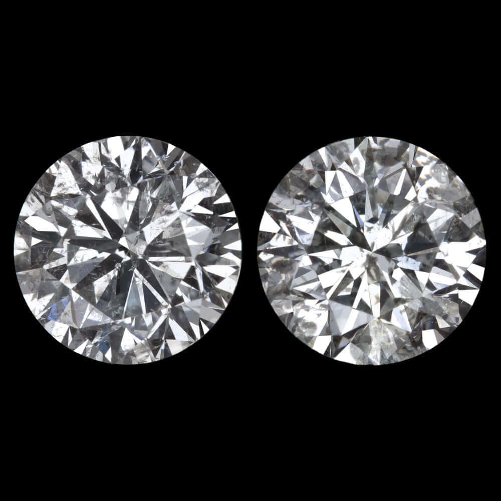 2.5 CARAT G-H VERY GOOD CUT NATURAL DIAMOND STUD EARRINGS ROUND MATCHING PAIR Ivy & Rose