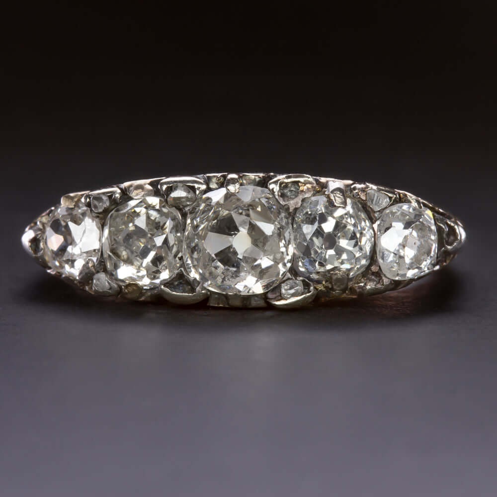 2 CARAT OLD MINE CUT DIAMOND BAND 1900 ANTIQUE VICTORIAN WEDDING RING VINTAGE