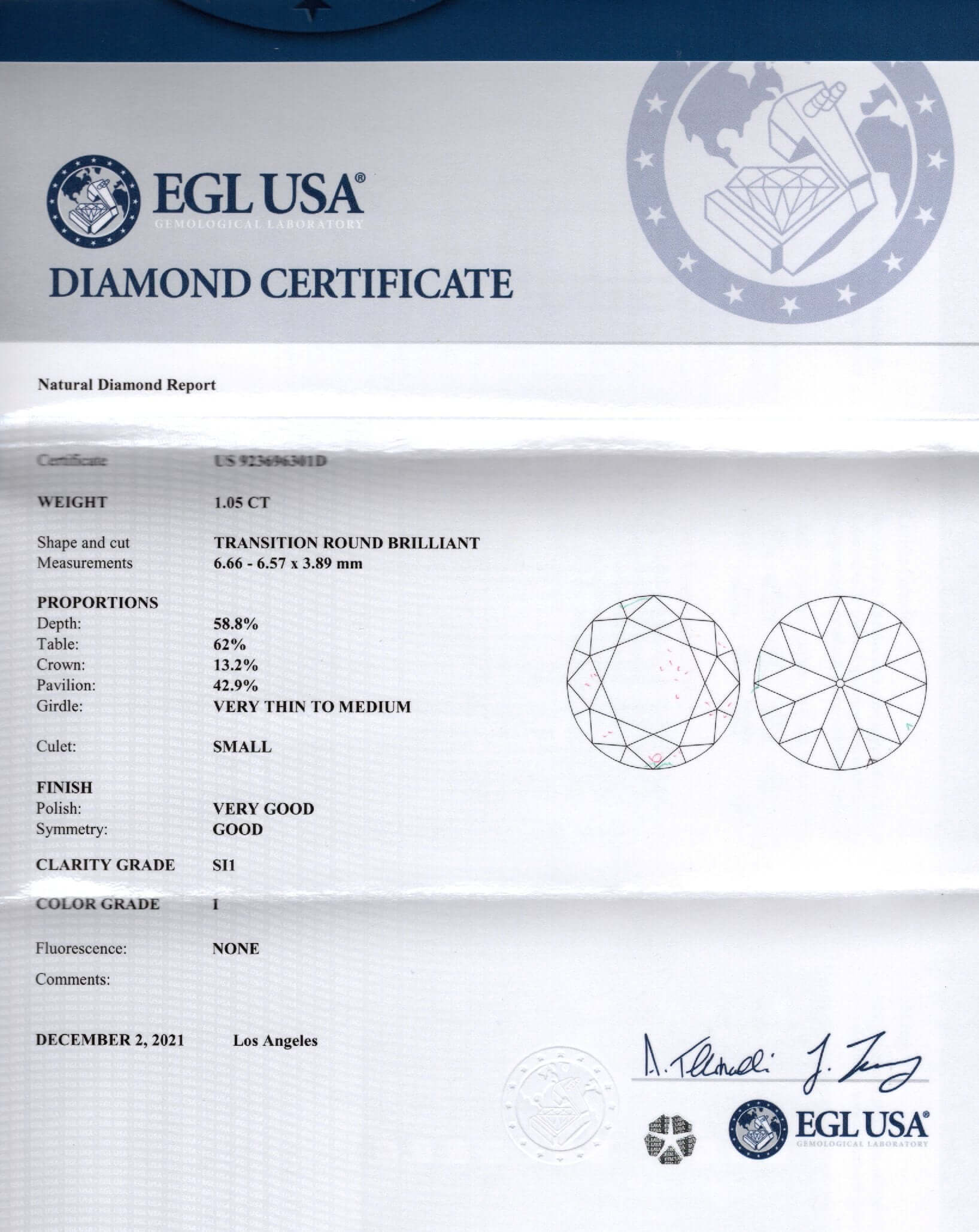 1 CARAT CERTIFIED OLD TRANSITIONAL DIAMOND VINTAGE EURO I SI1 LOOSE ROUND 1ct Ivy & Rose