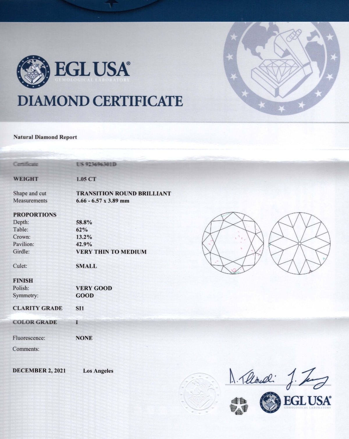 1 CARAT CERTIFIED OLD TRANSITIONAL DIAMOND VINTAGE EURO I SI1 LOOSE ROUND 1ct Ivy & Rose
