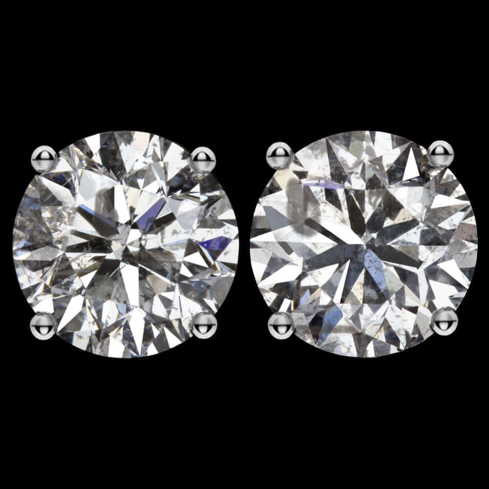 3.02ct VERY GOOD CUT NATURAL DIAMOND STUD EARRINGS ROUND BRILLIANT PAIR 3 CARAT