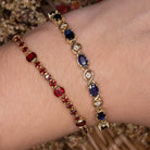 7.5 CARAT GARNET TENNIS BRACELET 14k YELLOW GOLD RED NATURAL CLASSIC ROUND CUT Ivy & Rose