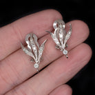 VINTAGE .45ct DIAMOND EARRINGS DROP CLUSTER 14k WHITE GOLD FLORAL NATURAL ESTATE Ivy & Rose