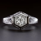 OLD EUROPEAN CUT DIAMOND RING 0.55ct ART DECO VINTAGE WHITE GOLD ENGAGEMENT MENS