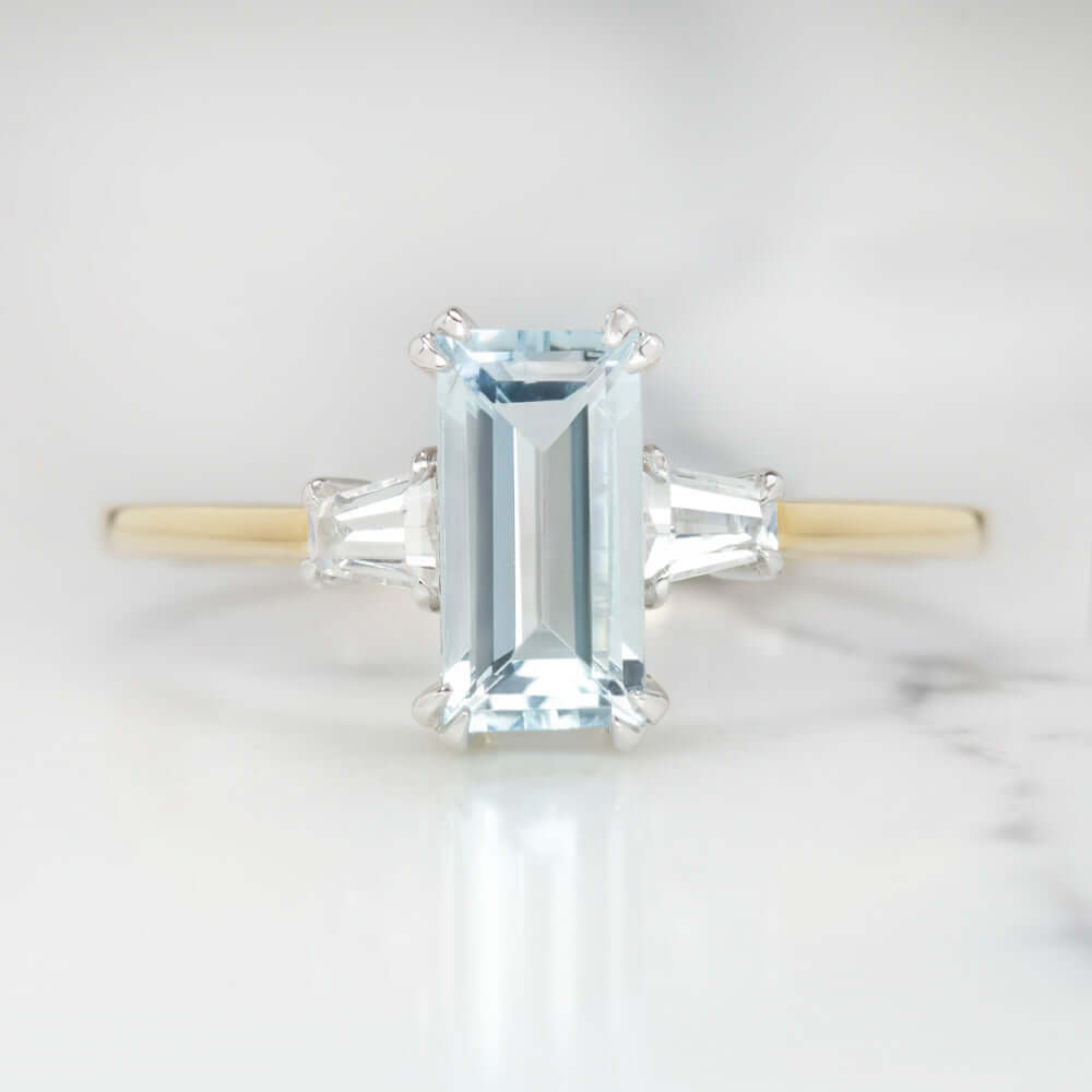 JeenMata 1.10 carat Round Light Blue Created Aquamarine 7 Stone Vintage Engagement  Ring in 18k White Gold over Silver - Walmart.com