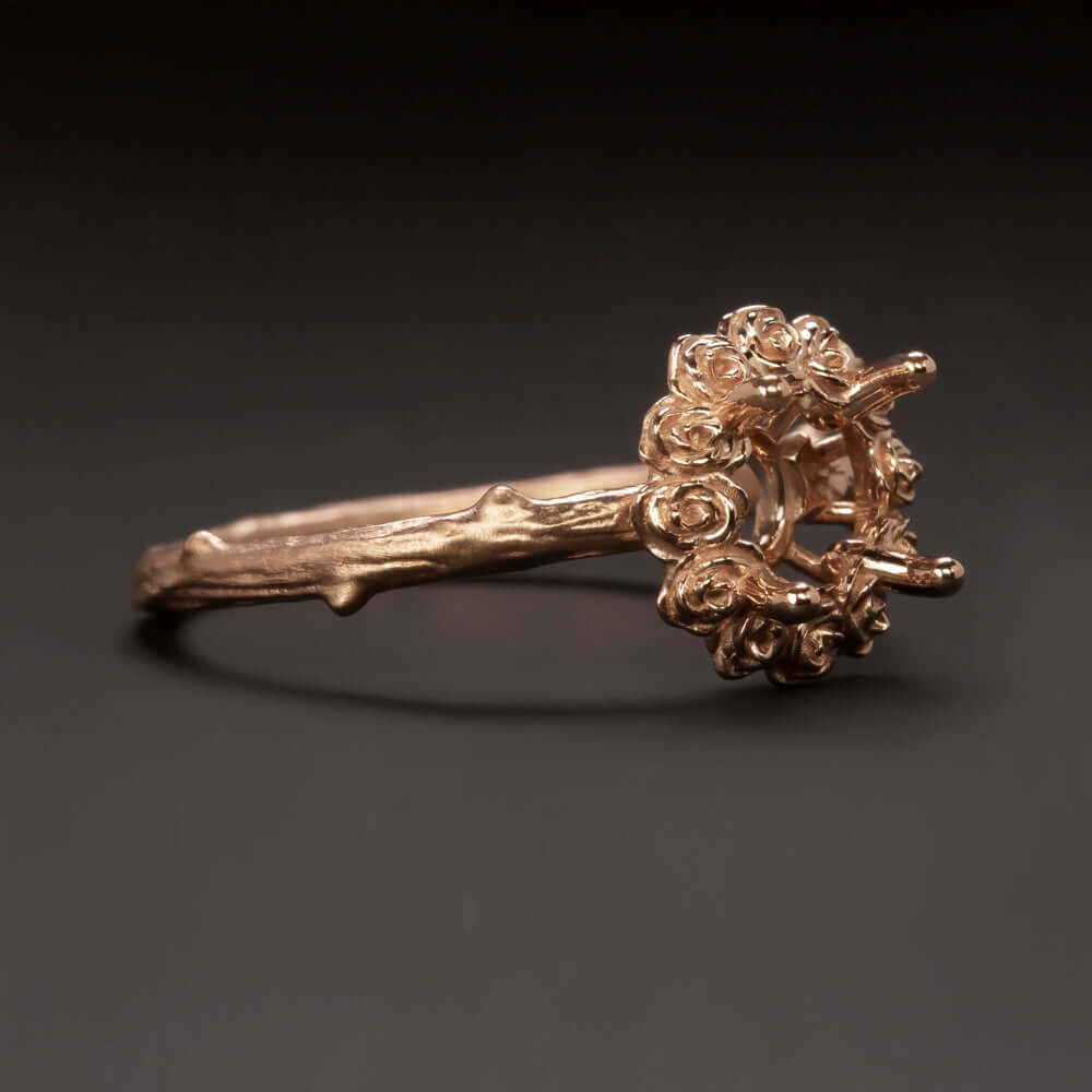 FLORAL NATURAL RING 6.5m SETTING 14K ROSE GOLD FLOWER ENGAGEMENT SOLITAIRE MOUNT