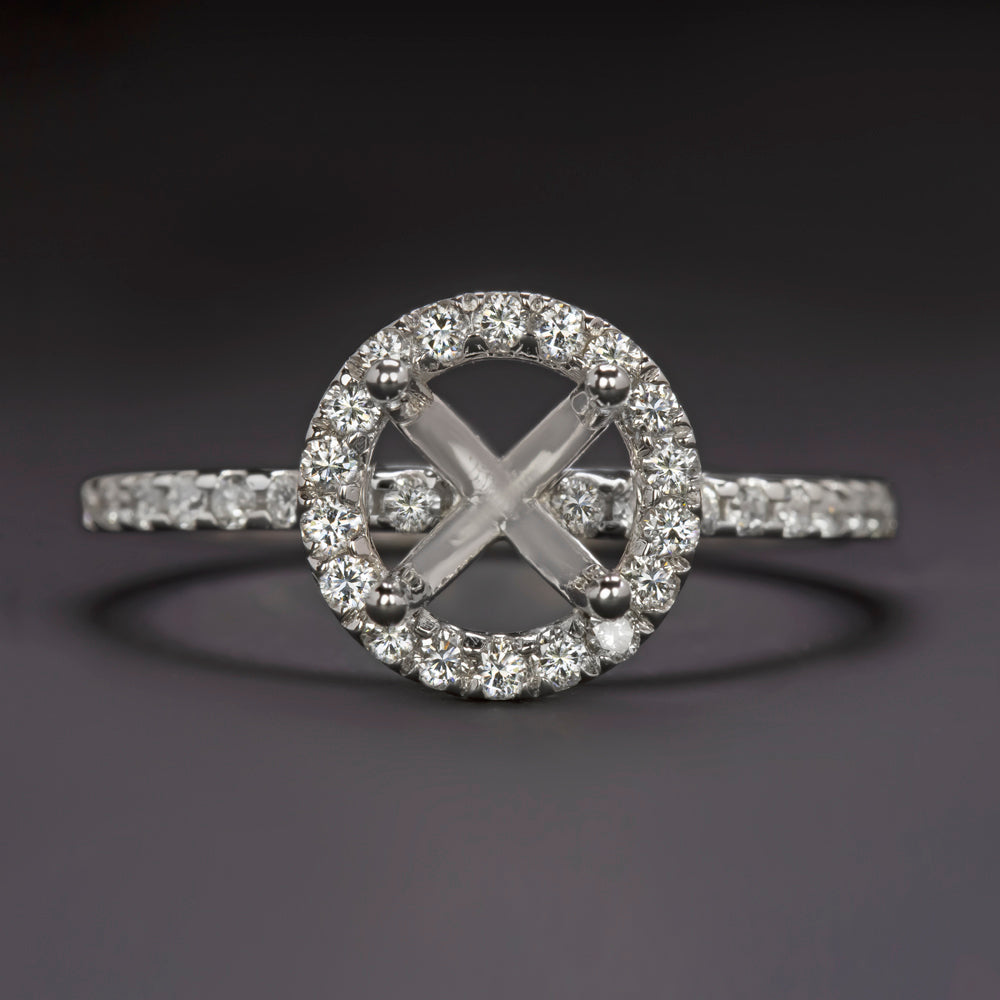 18k White Gold - 3 Sided Pave Diamond Engagement Ring Setting - Simone &  Son | Huntington Beach, CA | 714-964-4012