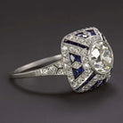 2.5c OLD EUROPEAN CUT DIAMOND VINTAGE STYLE ENGAGEMENT RING SAPPHIRE PLATINUM
