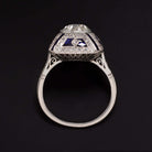 2.5c OLD EUROPEAN CUT DIAMOND VINTAGE STYLE ENGAGEMENT RING SAPPHIRE PLATINUM