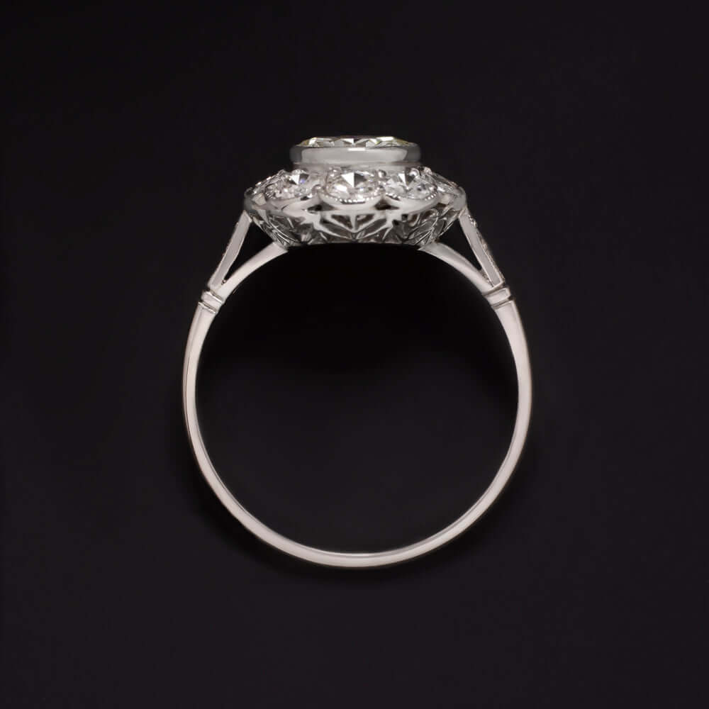 2.24ct VINTAGE STYLE DIAMOND ENGAGEMENT RING PLATINUM HALO ROUND CUT CLUSTER