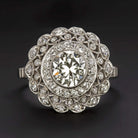 2.15ct J SI2 ROUND CUT DIAMOND RING PLATINUM COCKTAIL VINTAGE STYLE HALO