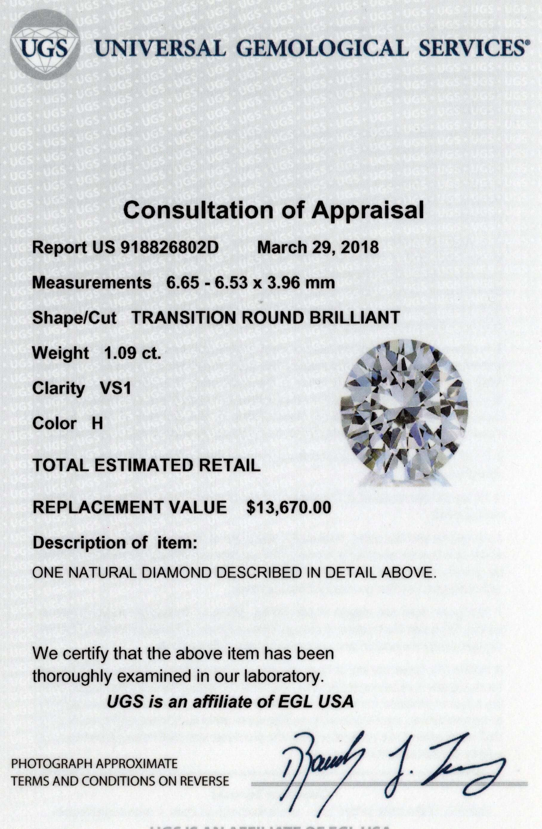 1.09ct CERTIFIED H VS1 OLD CUT DIAMOND VINTAGE LOOSE EUROPEAN ENGAGEMENT 1ct
