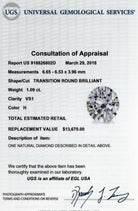 1.09ct CERTIFIED H VS1 OLD CUT DIAMOND VINTAGE LOOSE EUROPEAN ENGAGEMENT 1ct
