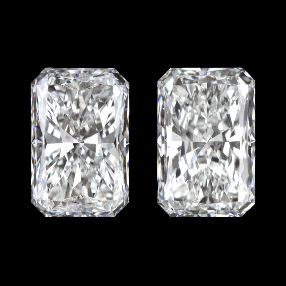 1.83ct GIA CERTIFIED F-G SI1-SI2 RADIANT CUT DIAMOND 7mm LONG STUD EARRINGS PAIR