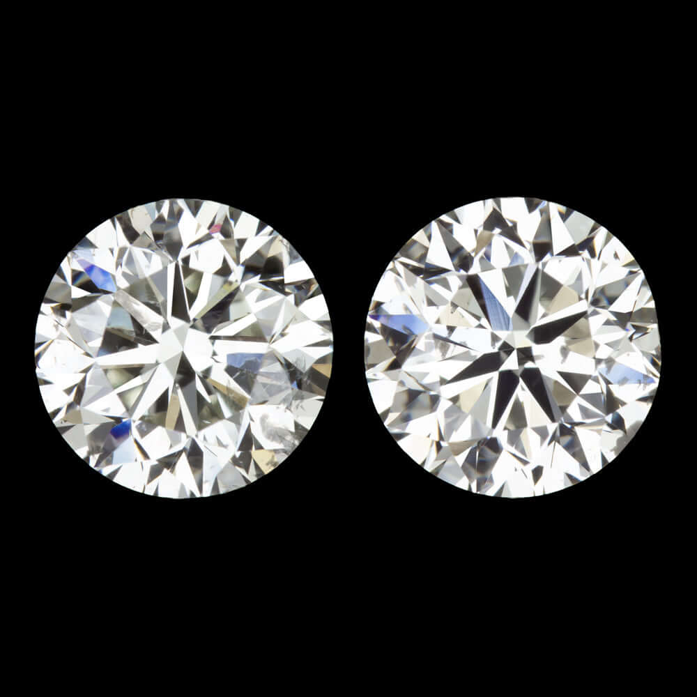 2ct VERY GOOD CUT NATURAL DIAMOND STUD EARRINGS J SI2 ROUND BRILLIANT CUT PAIR