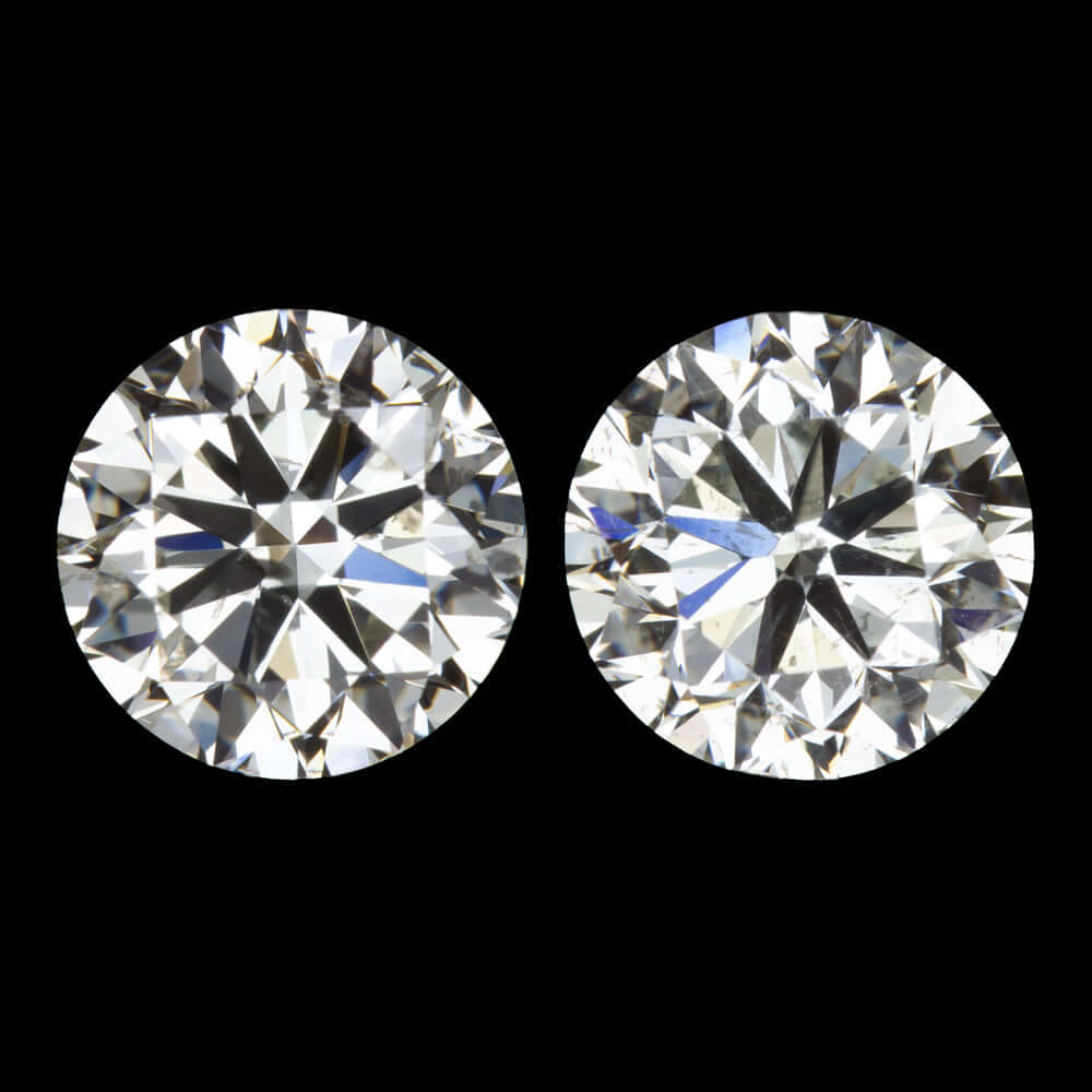 2ct VERY GOOD CUT NATURAL DIAMOND STUD EARRINGS I-J SI2 ROUND BRILLIANT CUT PAIR
