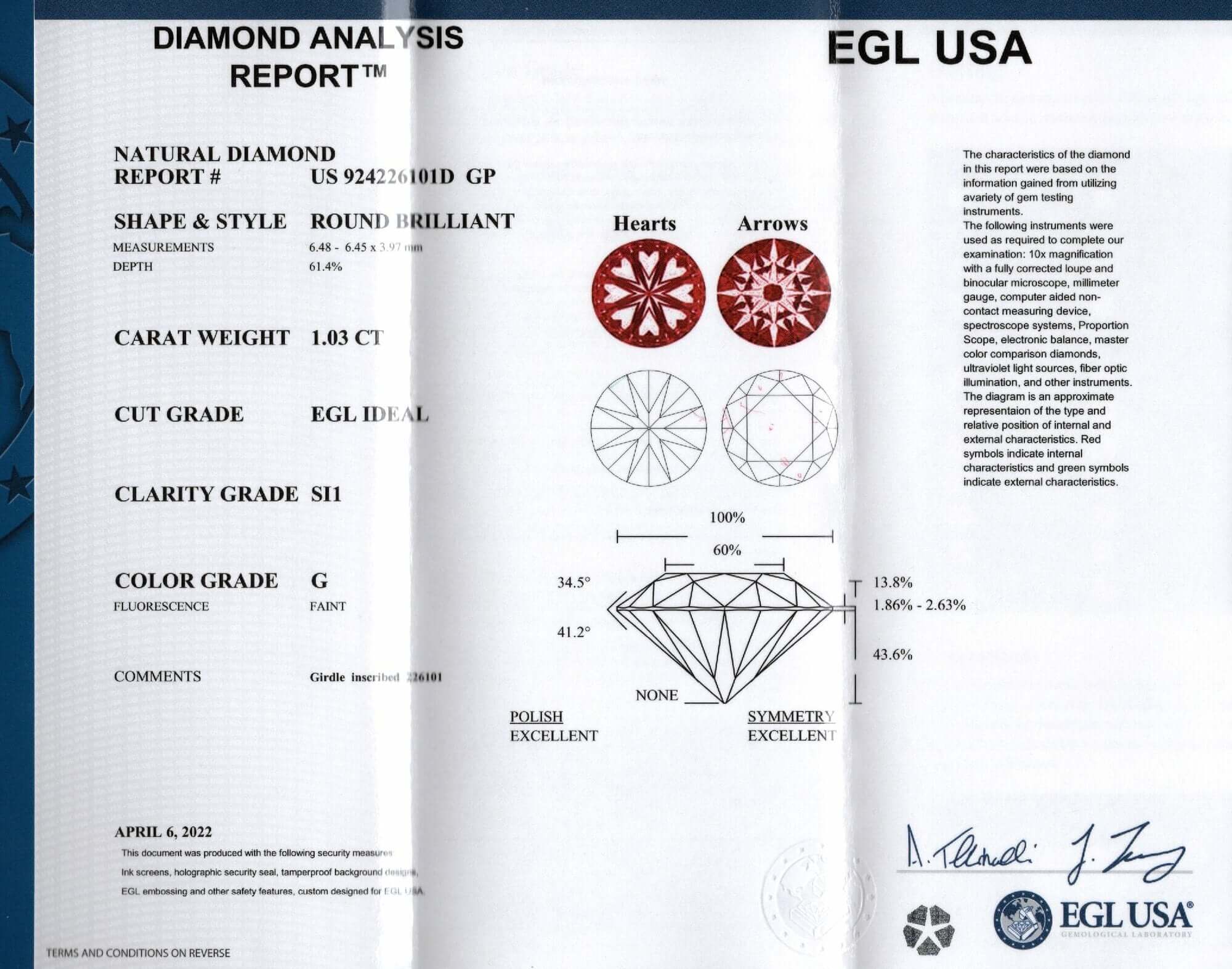 1.07ct CERTIFIED G SI1 DIAMOND ROUND BRILLIANT CUT NATURAL LOOSE ENGAGEMENT 1ct