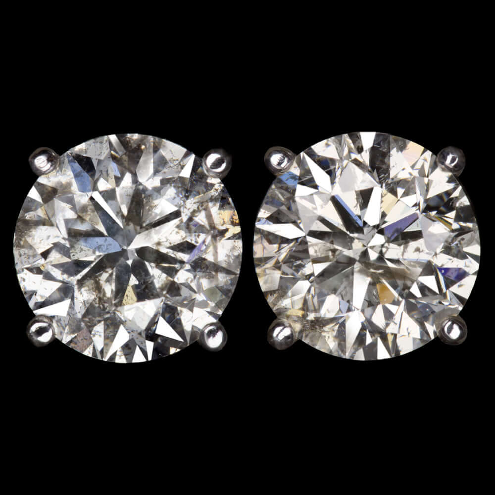 4.18ct DIAMOND STUD EARRINGS VERY GOOD CUT NATURAL ROUND BRILLIANT MATCHING PAIR