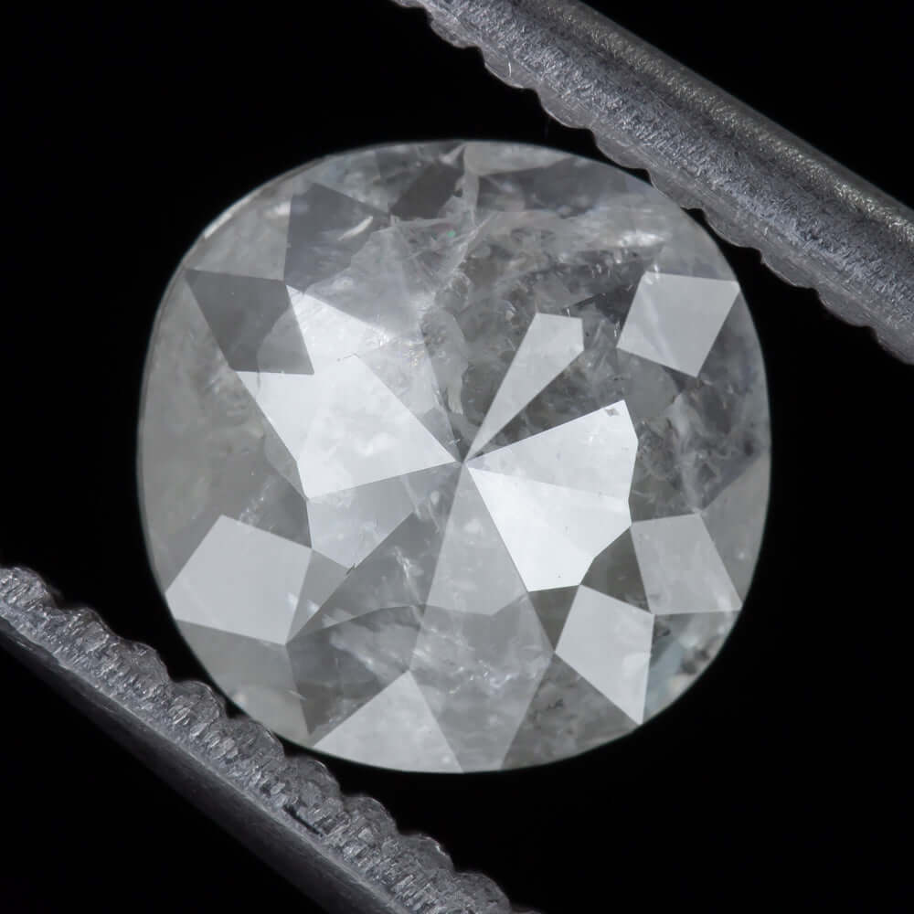 1.15ct ROSE CUT DIAMOND CUSHION SHAPE NATURAL GRAY RUSTIC SALT AND PEPPER LOOSE