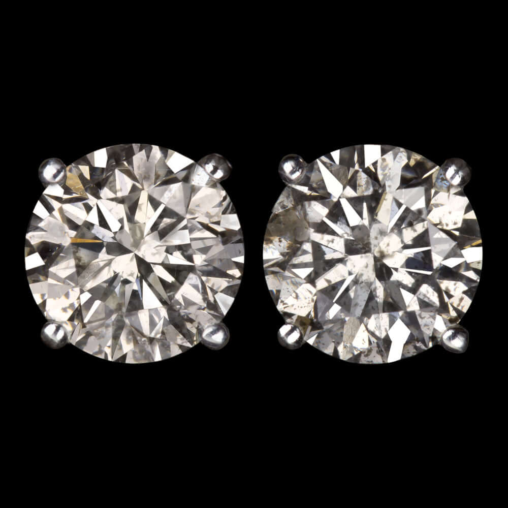 2ct DIAMOND STUD EARRINGS EXCELLENT CUT NATURAL ROUND BRILLIANT MATCHING PAIR