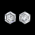 E-F VVS HEXAGON CUT DIAMOND MATCHING PAIR 0.43ct STUD EARRINGS ACCENT STONES