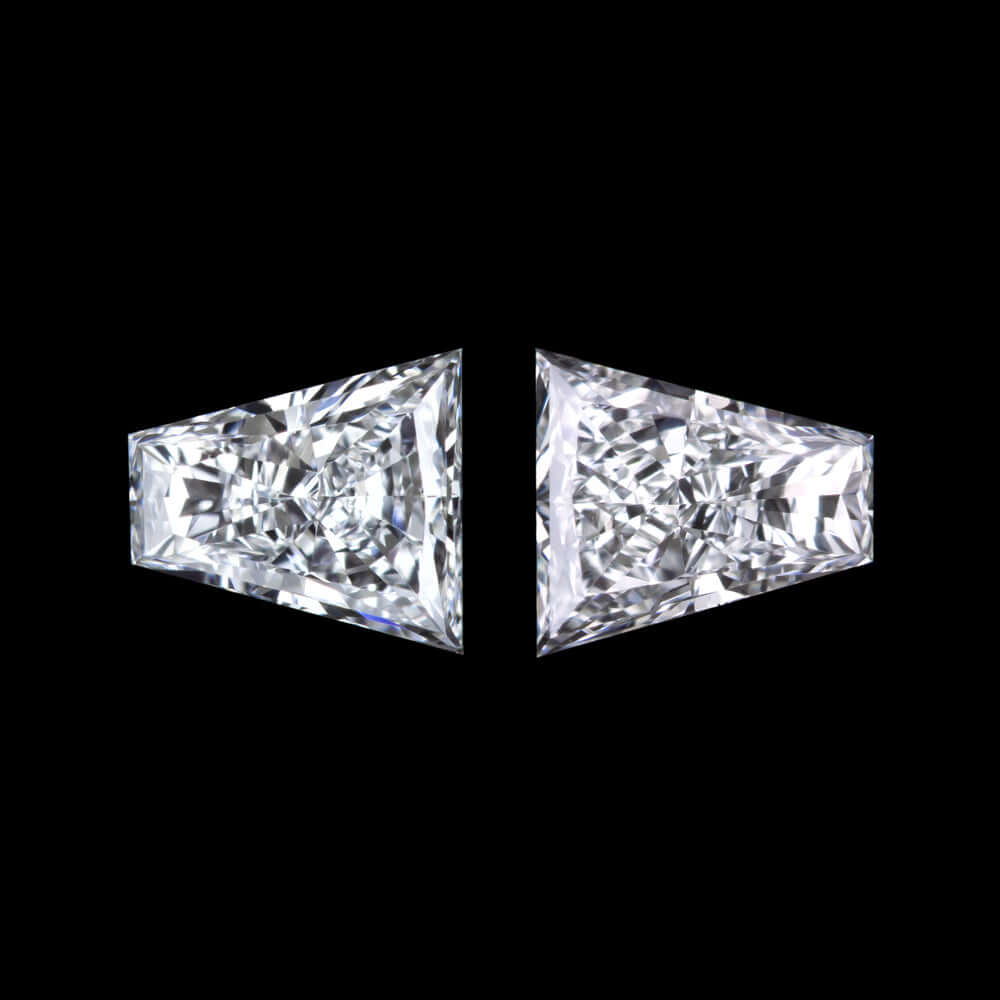 0.61ct E-F VVS-VS TRAPEZOID BRILLIANT CUT DIAMOND MATCHING PAIR TAPERED BAGUETTE