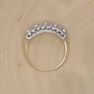 VINTAGE DIAMOND COCKTAIL RING 14K TWO TONE GOLD ESTATE WIDE STACK BAND NATURAL