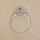 VINTAGE AQUAMARINE DIAMOND HALO COCKTAIL RING 18K WHITE GOLD OVAL SHAPE ESTATE