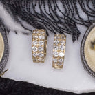 1.1ct NATURAL DIAMOND HOOP EARRINGS ROUND CUT 14K YELLOW GOLD HUGGIE CLASSIC
