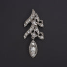 VINTAGE DIAMOND PENDANT BOW RIBBON NECKLACE 14K WHITE GOLD ESTATE MID CENTURY