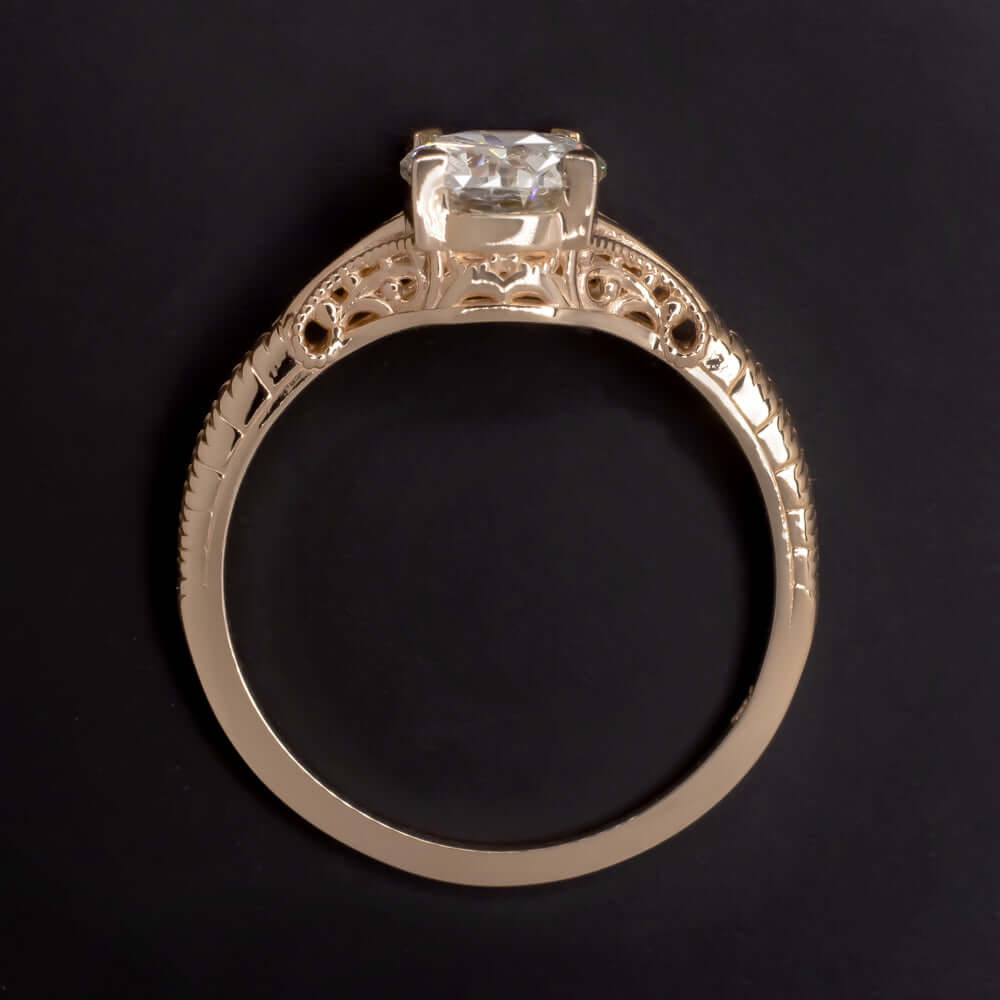 1 CARAT ROUND CUT DIAMOND ENGAGEMENT RING VINTAGE STYLE SOLITAIRE ROSE GOLD 1ct