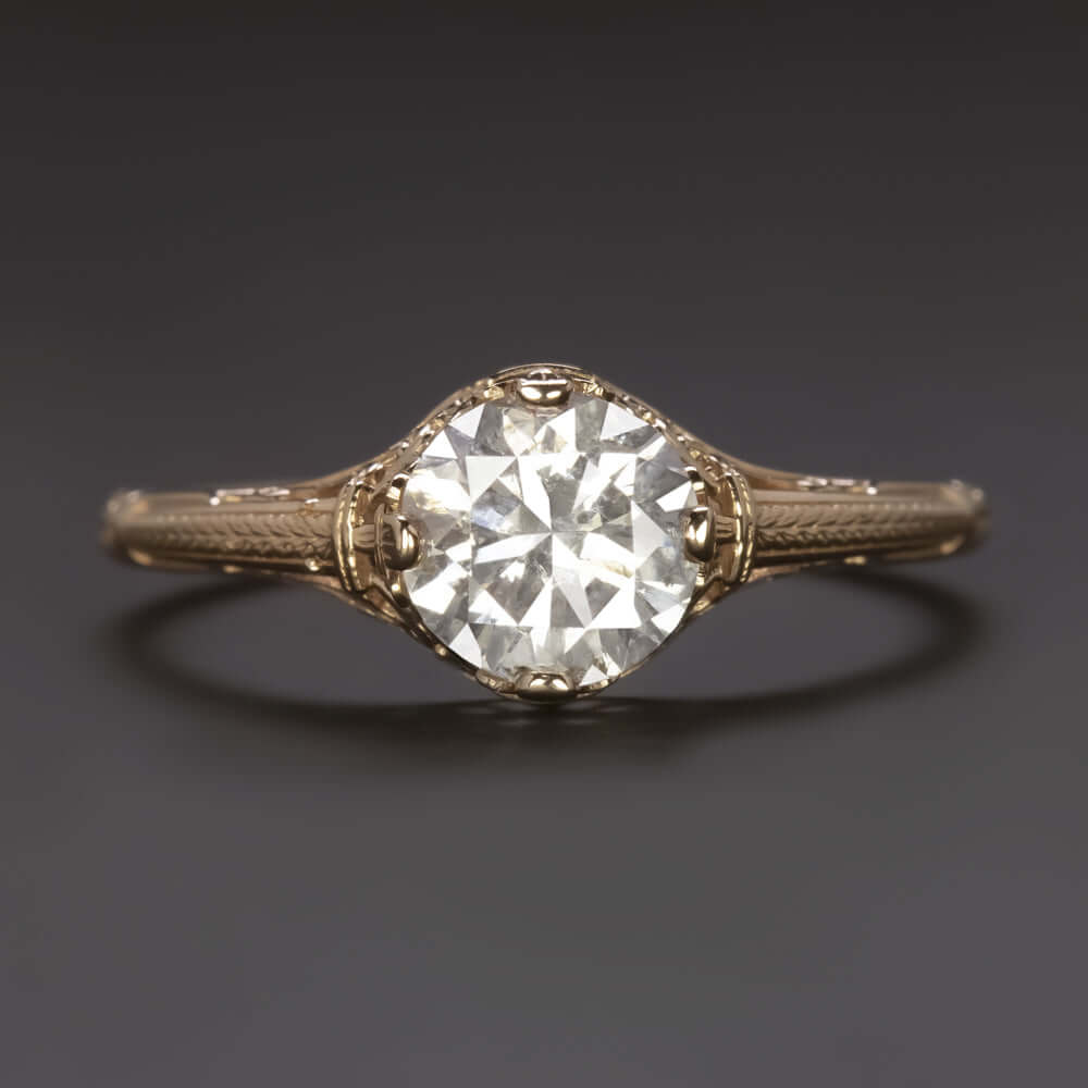 1ct ROUND CUT F SI DIAMOND ENGAGEMENT RING VINTAGE STYLE SOLITAIRE ROSE GOLD 1ct